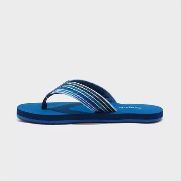 Unisex Cat & Jack Flip Flop Sandals Navy Blue Stripe Thong Open D Toe M 2/3 - Picture 2 of 4